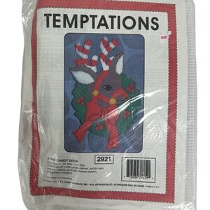 NWT Temptations Candy Cane Reindeer Stitch Kit Christmas Deer 13" x 21" Crafting